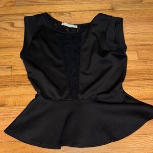 Rolla Coster Black Lace Accent Peplum Blouse